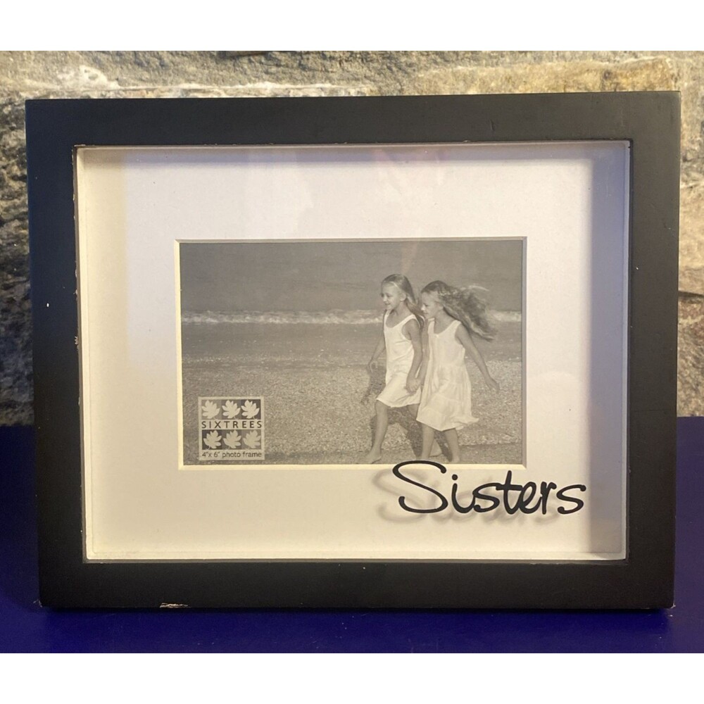 Sixtrees Matted Sisters 10"x8" Matted Picture Frame Holds 4"x6" Picture